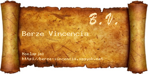 Berze Vincencia névjegykártya